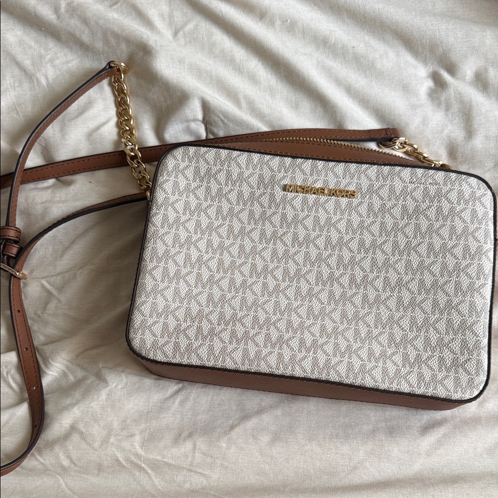 Michael Kors Tan and Cream Crossbody Bag